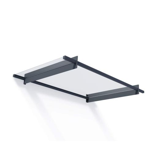 Nancy 1.5m x 0.9m Door Canopy - Grey Aluminium Frame & Clear Acryl