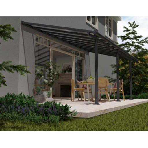 Olympia Patio Cover 3m x 6.2m - Grey Aluminium Frame & Clear Polycarbonate