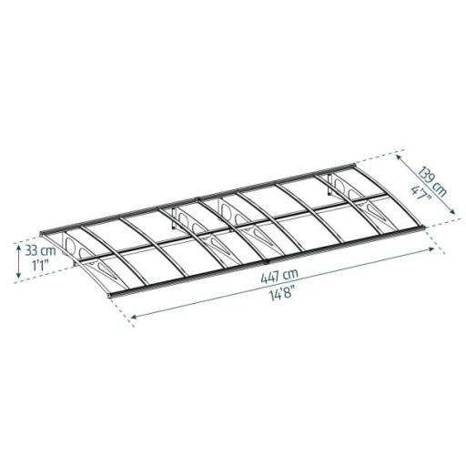 Bordeaux 4.5m x 1.4m Door Canopy - White Aluminium Frame & Clear Polycarbonate