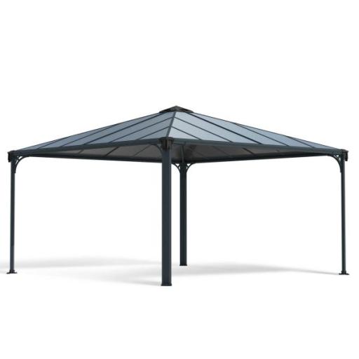 Palermo 4.3m x 4.3m Garden Gazebo in Grey Aluminium with Polycarbonate Roof