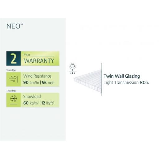 Neo 2.4m x 0.75m Door Canopy - Grey Aluminium Frame & Twinwall Polycarbonate