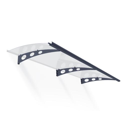 Garamond 2m x 0.9m Door Canopy - Grey Aluminium Frame & Clear Polycarbonate