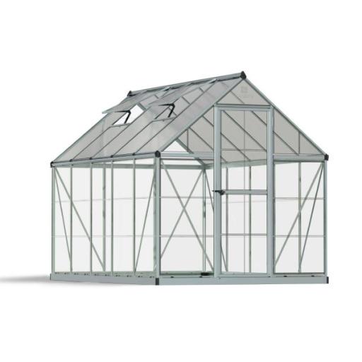 Hybrid 6ft x 10ft Polycarbonate Greenhouse - Silver Frame