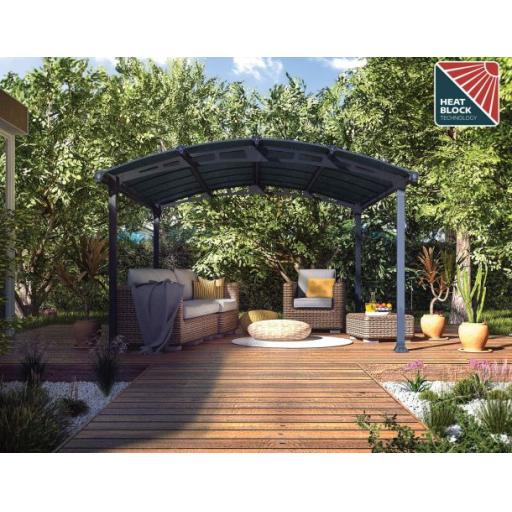 Tucson 3.6m x 4.35m Garden Gazebo in Grey Aluminium with Polycarbonate Roof
