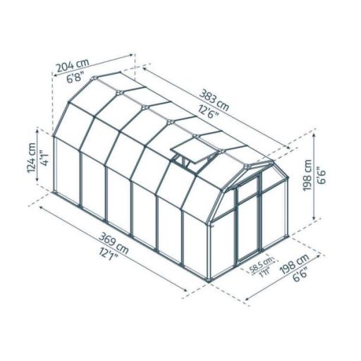 Eco Grow 6ft x 12ft Polycarbonate Greenhouse - Green Frame