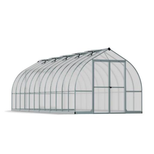 Bella 8ft x 24ft Polycarbonate Greenhouse - Silver Frame