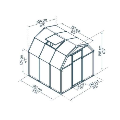 Eco Grow 6ft x 6ft Polycarbonate Greenhouse - Green Frame