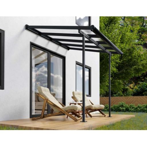 Sierra Patio Cover 2.2m x 2.3m - Grey Aluminium Frame & Clear Polycarbonate