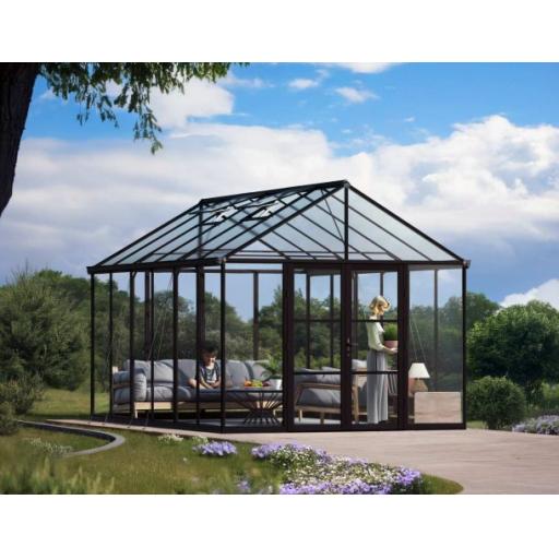 Aria 10ft x 15ft Polycarbonate Greenhouse - Black Frame