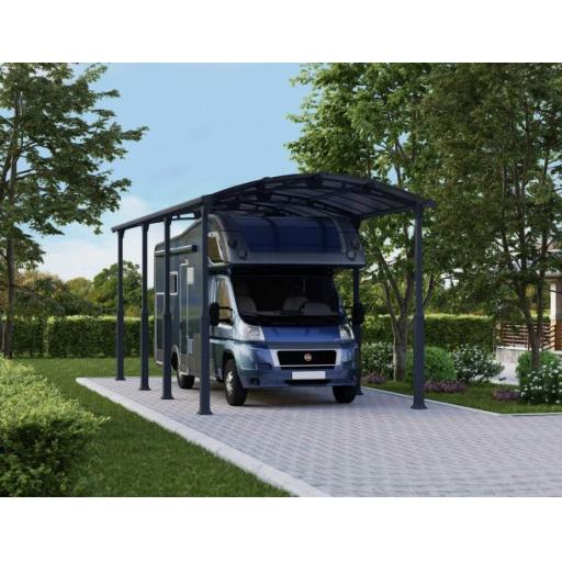 Alpine 12' x 28' Extra High Carport - Grey Aluminium & Twin-wall Polycarbonate Roof Panels