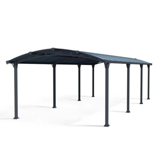 Arcadia 12' x 28' Carport - Grey Aluminium & Twin-wall Polycarbonate Roof Panels