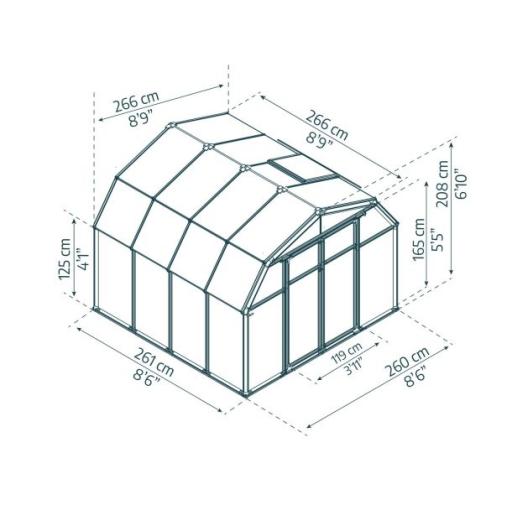 Hobby Gardener 8ft x 8ft Polycarbonate Greenhouse - Green Frame