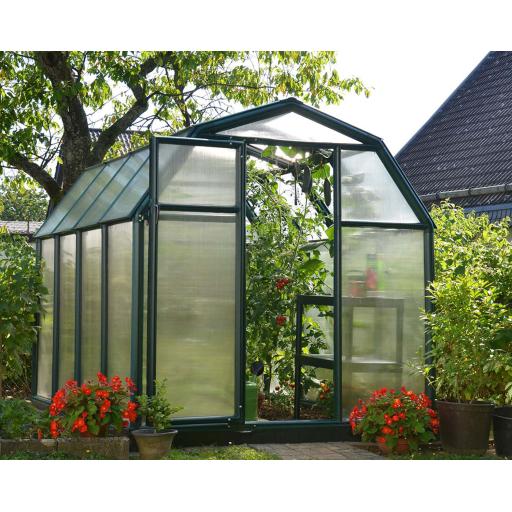 Eco Grow 6ft x 8ft Polycarbonate Greenhouse - Green Frame