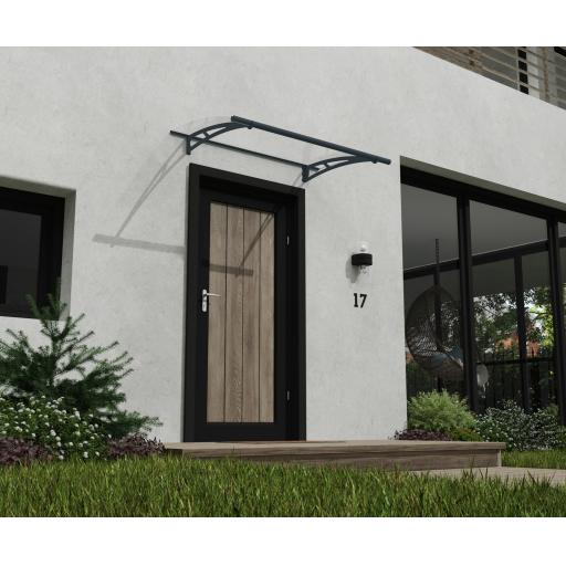 Aquila 1.5m x 0.9m Door Canopy - Grey Aluminium Frame