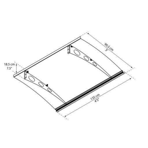 Garamond 1.4m x 0.9m Door Canopy - Grey Aluminium Frame