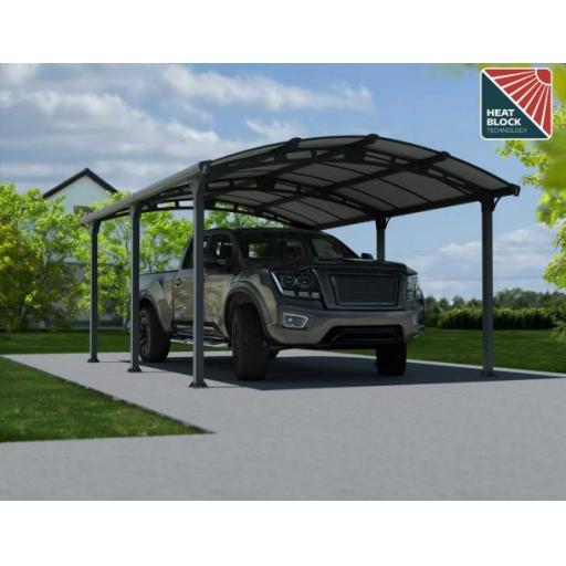 Arcadia 12' x 17' Carport - Grey Aluminium & Polycarbonate Roof Panels