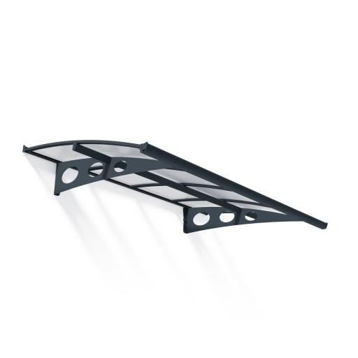 Herald 2.2m x 1.4m Door Canopy - Grey Aluminium Frame & Twinwall Polycarbonate