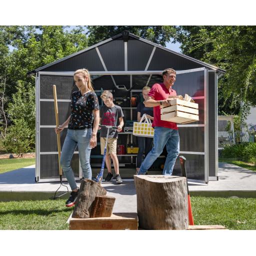 Yukon 11ft x 9ft Garden Shed Without Floor - Dark Grey Polycarbonate Panels