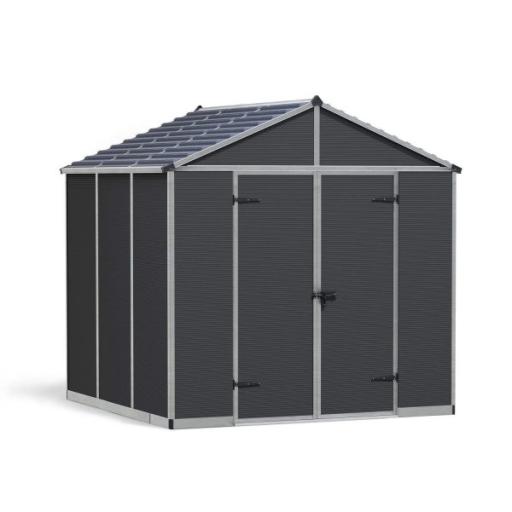 Rubicon 8ft x 8ft Garden Shed With Floor - Dark Grey Polycarbonate Panels
