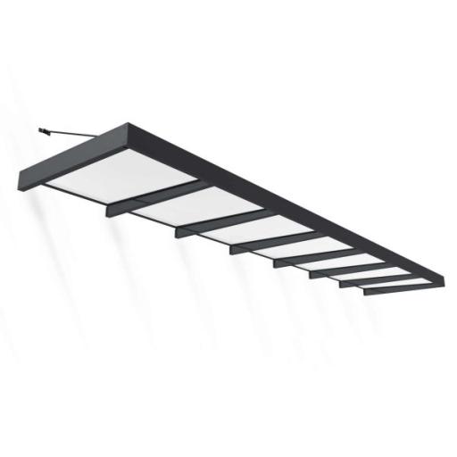 Sophia XL 6.60m x 1.4m Door Canopy - Grey Aluminium Frame & White Opal Panels