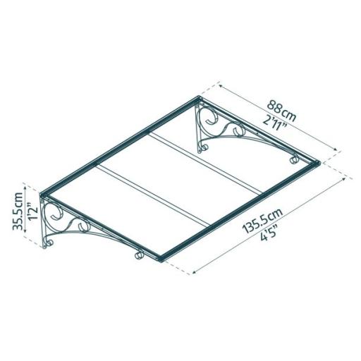 Venus 1.5m x 0.9m Door Canopy - Grey Aluminium Frame