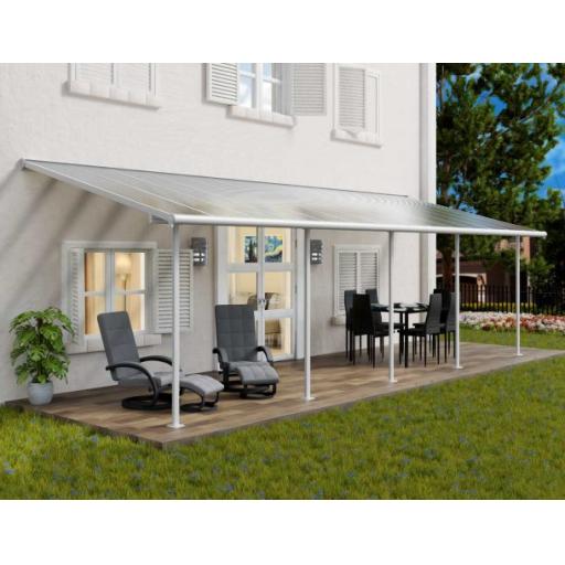 Sierra Patio Cover 3m x 8.6m - Grey Aluminium Frame & Clear Polycarbonate