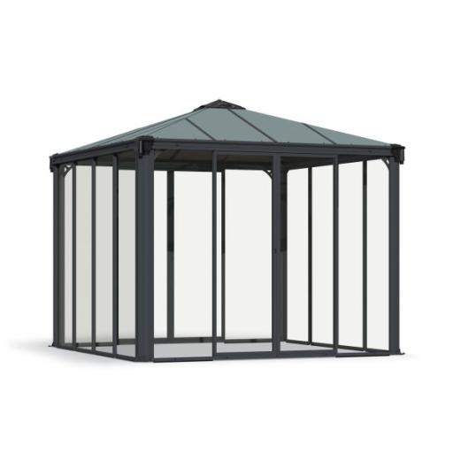Ledro 3m x 3m Enclosed Gazebo Kit - Grey Structure & Hybrid Panels