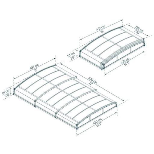 Majorca 15' x 22' Pool Enclosure Kit- Grey Structure