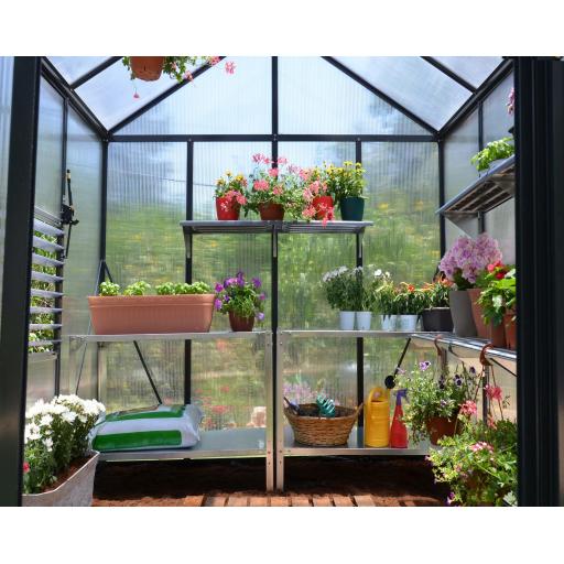 Glory 8ft x 8ft Polycarbonate Greenhouse - Grey Frame