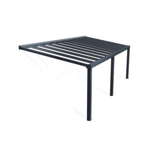 Stockholm Patio Cover 3.4m x 8m - Grey Aluminium Frame & Clear Polycarbonate