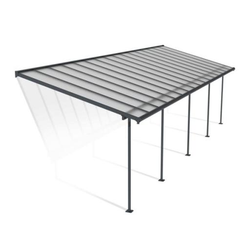 Sierra Patio Cover 3m x 9.2m - Grey Aluminium Frame & Clear Polycarbonate