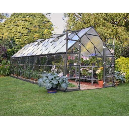 Balance 8ft x 20ft Polycarbonate Greenhouse - Silver Frame