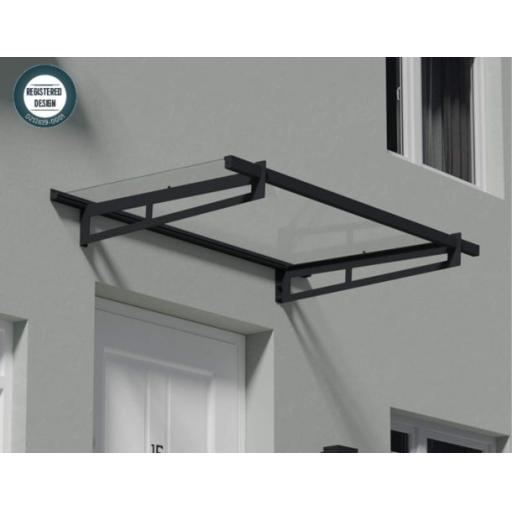 Bremen 1.5m x 0.9m Door Canopy - Grey Aluminium Frame