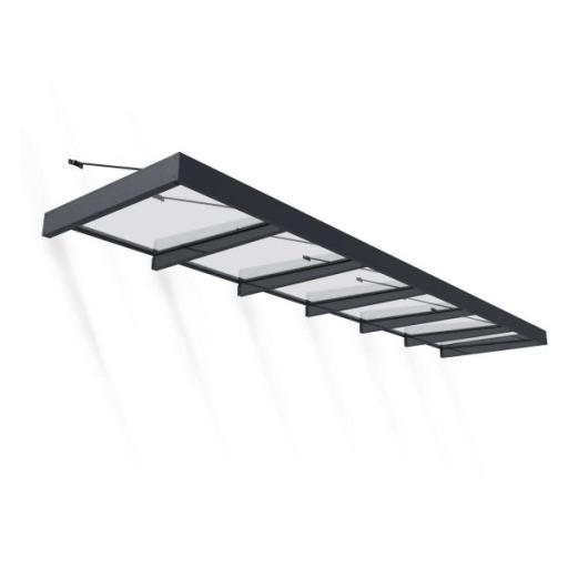 Sophia XL 5.65m x 1.4m Door Canopy - Grey Aluminium Frame & Clear Panels
