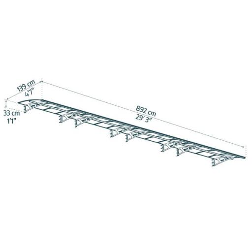 Amsterdam 8.9m x 1.4m Door Canopy - Grey Aluminium Frame