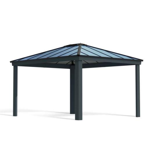 Dallas 3.6m x 4.3m Garden Gazebo in Grey Aluminium with Polycarbonate Roof