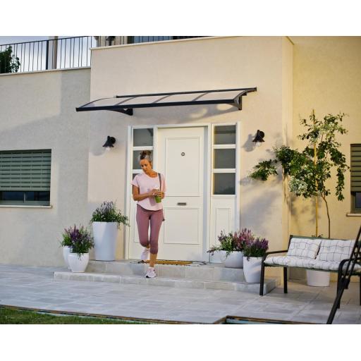 Herald 2.2m x 1.4m Door Canopy - Grey Aluminium Frame