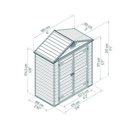 Skylight 6ft x 3ft Garden Shed - Amber Polycarbonate Panels