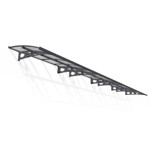 Herald 8.9m x 1.4m Door Canopy - Grey Aluminium Frame & Twinwall Polycarbonate