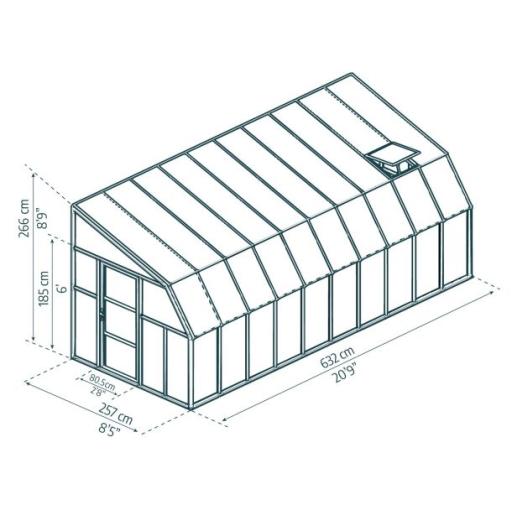 Sunroom 2.5m x 6m Lean to Conservatory - Aluminium White Frames