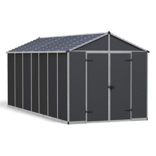 Rubicon 8ft x 17ft Garden Shed With Floor - Dark Grey Polycarbonate Panels