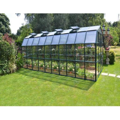 Grand Gardener 8ft x 20ft Polycarbonate Greenhouse - Green Frame