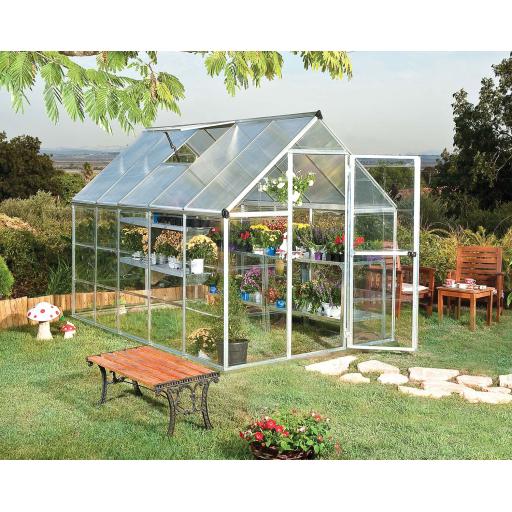 Hybrid 6ft x 10ft Polycarbonate Greenhouse - Green Frame