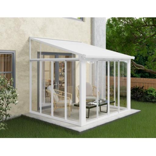 Sanremo 3m x 3m Lean to Conservatory - Aluminium White Frames