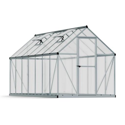Mythos 6ft x 14ft Polycarbonate Greenhouse - Silver Frame