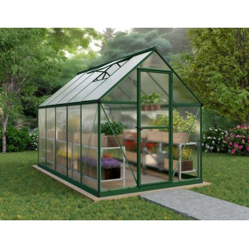 Mythos 6ft x 10ft Polycarbonate Greenhouse - Green Frame