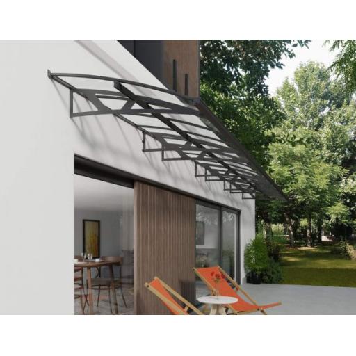 Amsterdam 8.9m x 1.4m Door Canopy - Grey Aluminium Frame