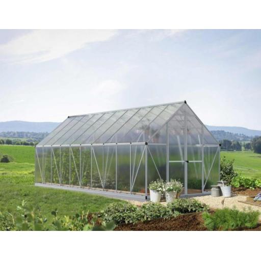 Essence 8ft x 20ft Polycarbonate Greenhouse - Silver Frame