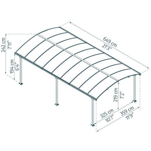 Arcadia 12' x 21' Carport Kit - Grey Aluminium
