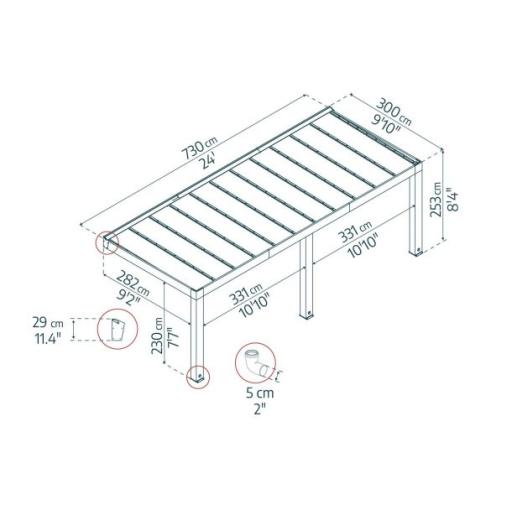 Helsinki Cedar Wood Patio Cover 3 x 7.3m Solar Control Panels